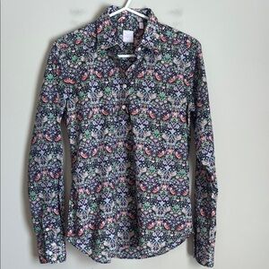 Ann Mashburn Shirt Women Size M Floral Tomboy Popover Button Down